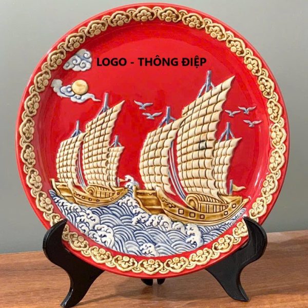 Đĩa gốm phong thủy in logo theo yêu cầu