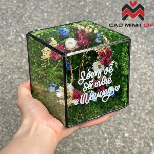 Bể rêu hoa khô custom theo yêu cầu làm quà tặng doanh nghiệp