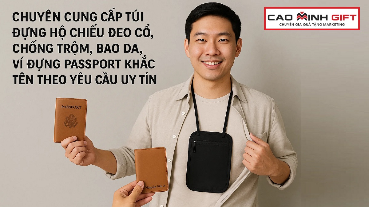 Cao Minh gift – Chuyên cung cấp túi đựng hộ chiếu đeo cổ, chống trộm, bao da, ví đựng passport khắc tên theo yêu cầu uy tín