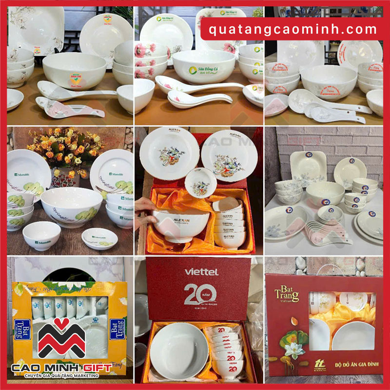 Bộ bát ăn in logo thương hiệu làm quà tết nhân viên - Bộ quà tặng công nhân giá rẻ lựa chọn thiết thực