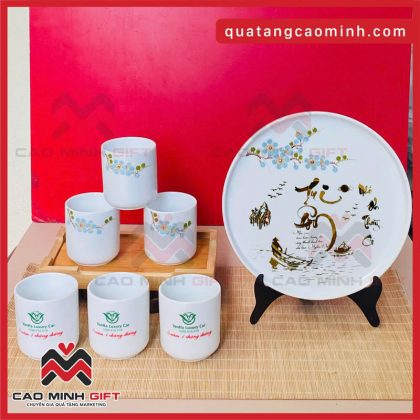 Ấm chén Bát Tràng cao cấp in logo hình ảnh tri ân ngày nhà giáo Việt Nam 20-11