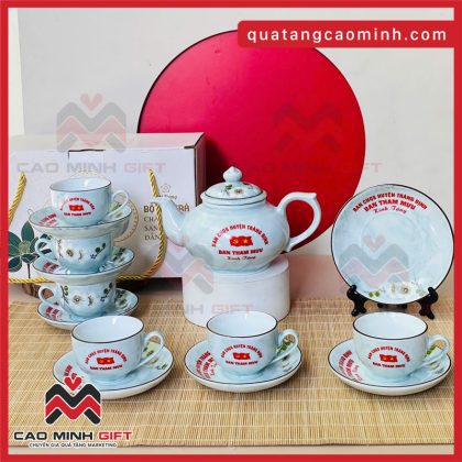 Bộ ấm chén sứ cao cấp in logo theo yêu cầu