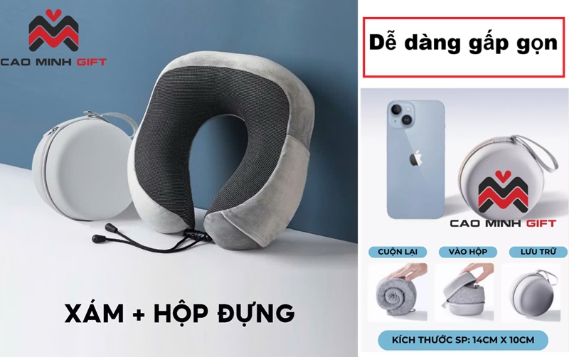 gối cổ cao su non gấp gọn