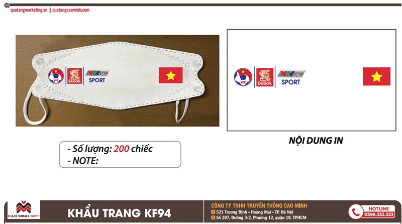 Khẩu trang KF94 - Qua tặng bia Sài Gòn