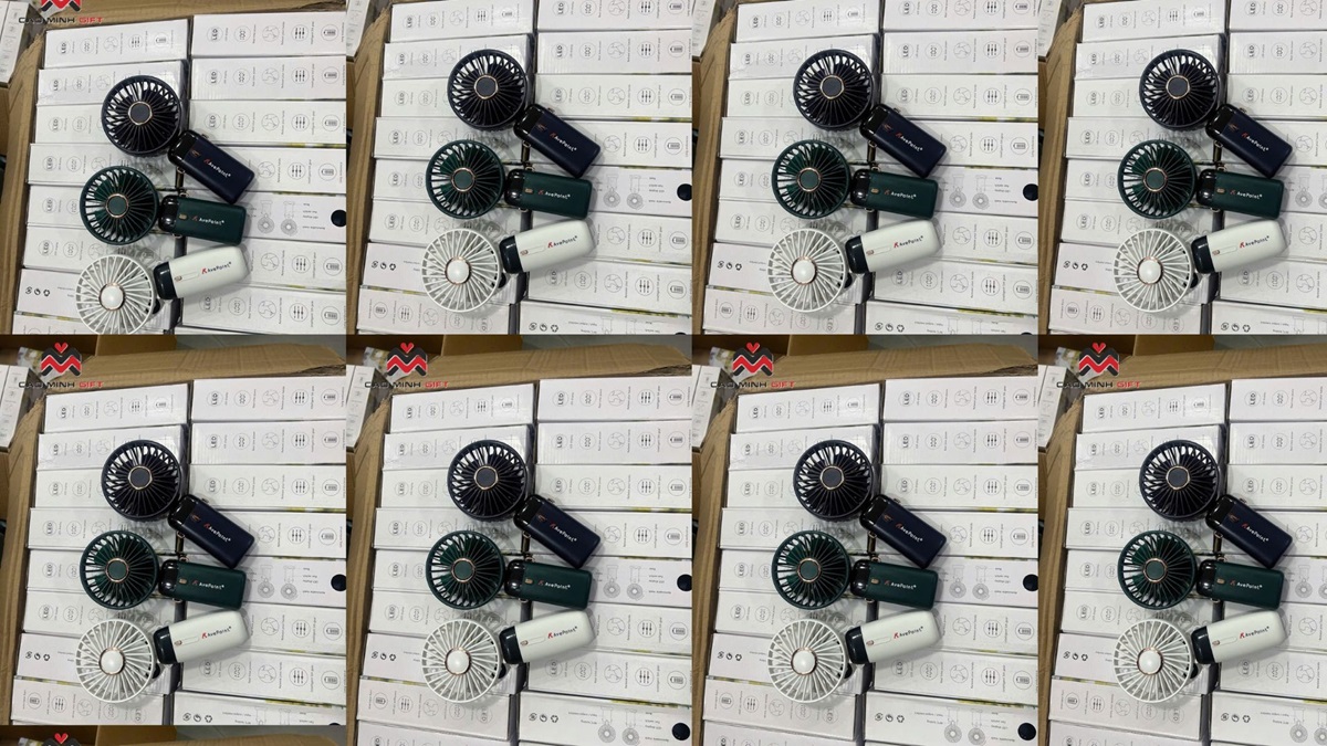 Quạt điện mini cầm tay in logo