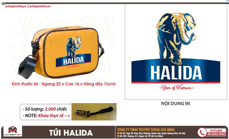 Túi xách mini có quai - Quà tặng bia Halida siêu hot mùa hè