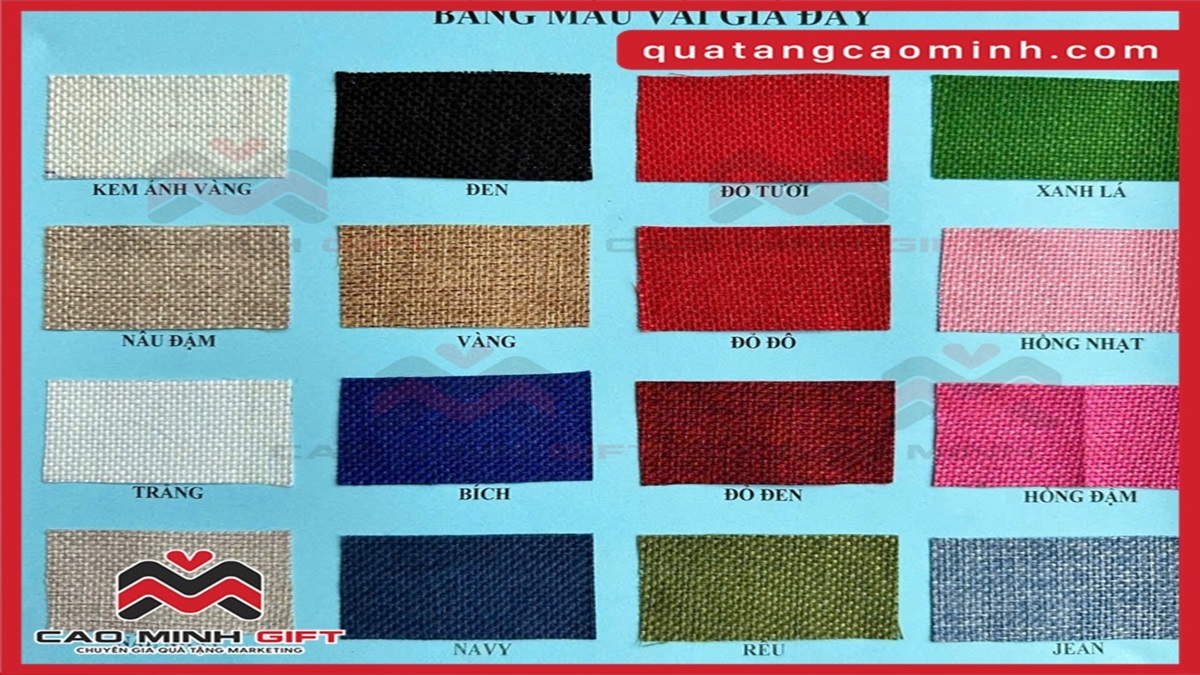 Bảng màu túi vải giả đay in logo