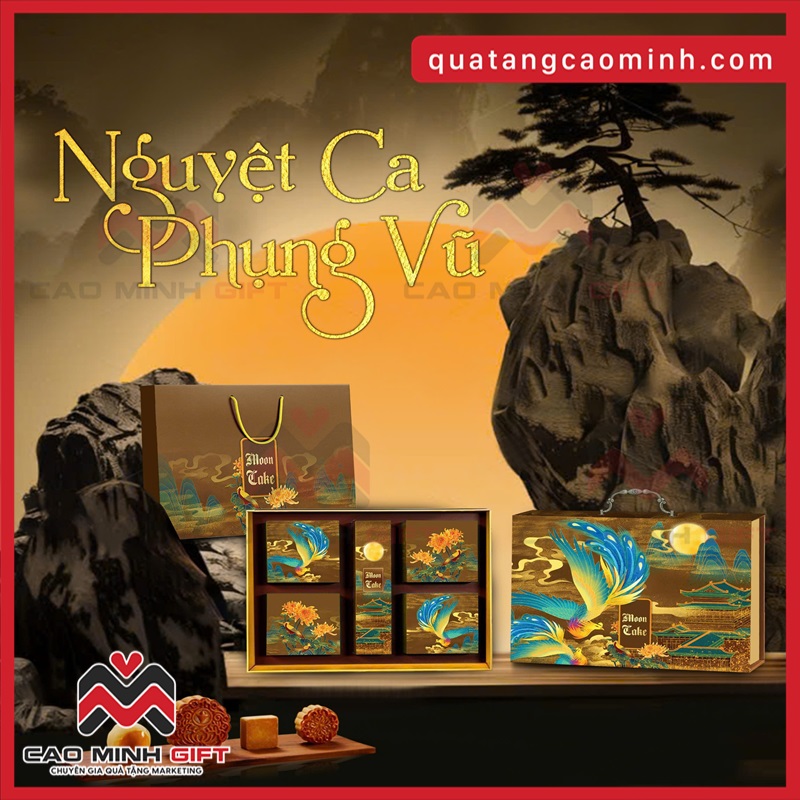 Hộp bánh trung thu cao cấp 4 cái in logo