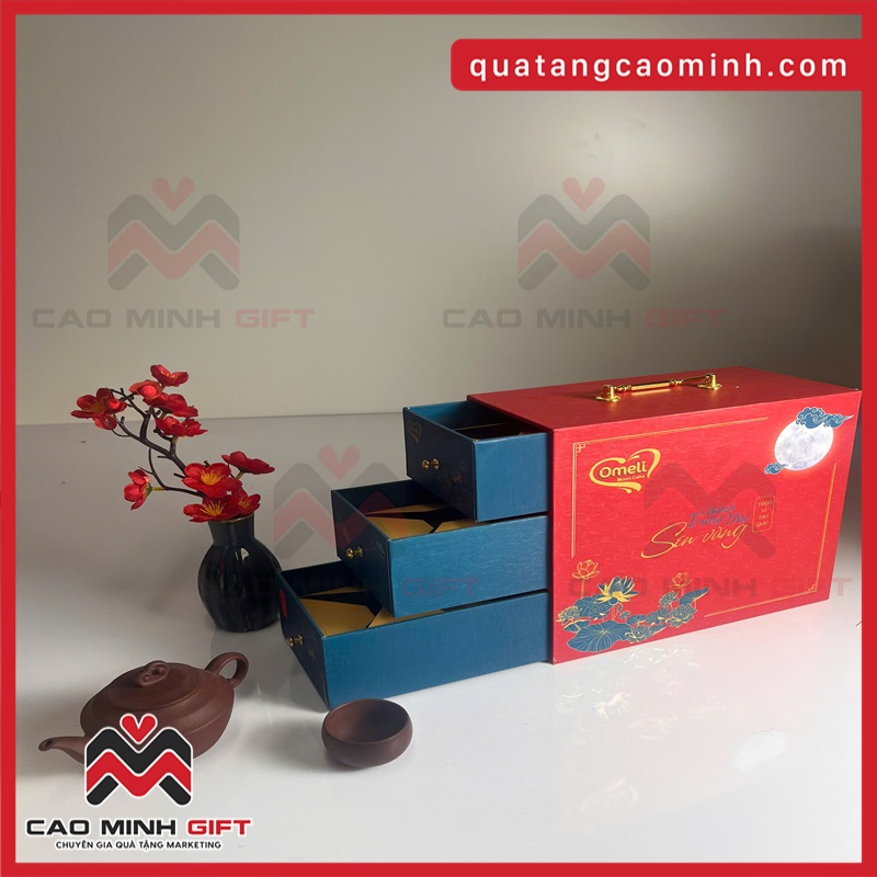 Hộp bánh trung thu 3 tầng có sẵn