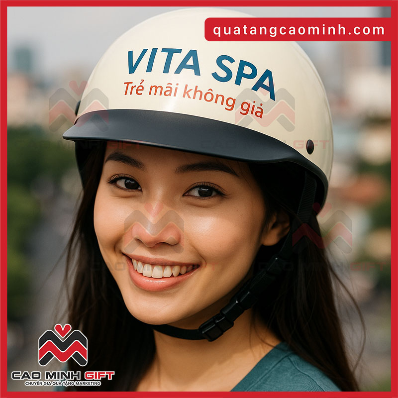 Mũ bảo hiểm quảng cáo Spa - Giải pháp giúp thương hiệu góp mặt ở mọi nơi, đánh thức mọi trí nhớ