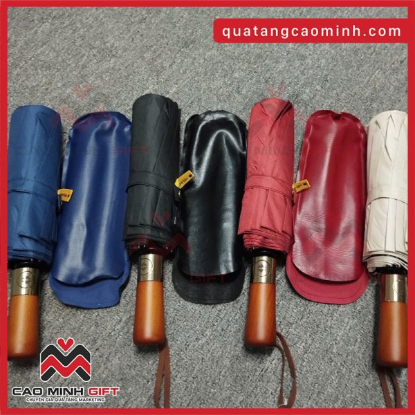 Bảng 4 màu ô dù cán gỗ bọc da tại Cao Minh gift sẵn hàng sll - Mời doanh nghiệp đặt hàng làm quà tặng khách hàng, đối tác, đại lý