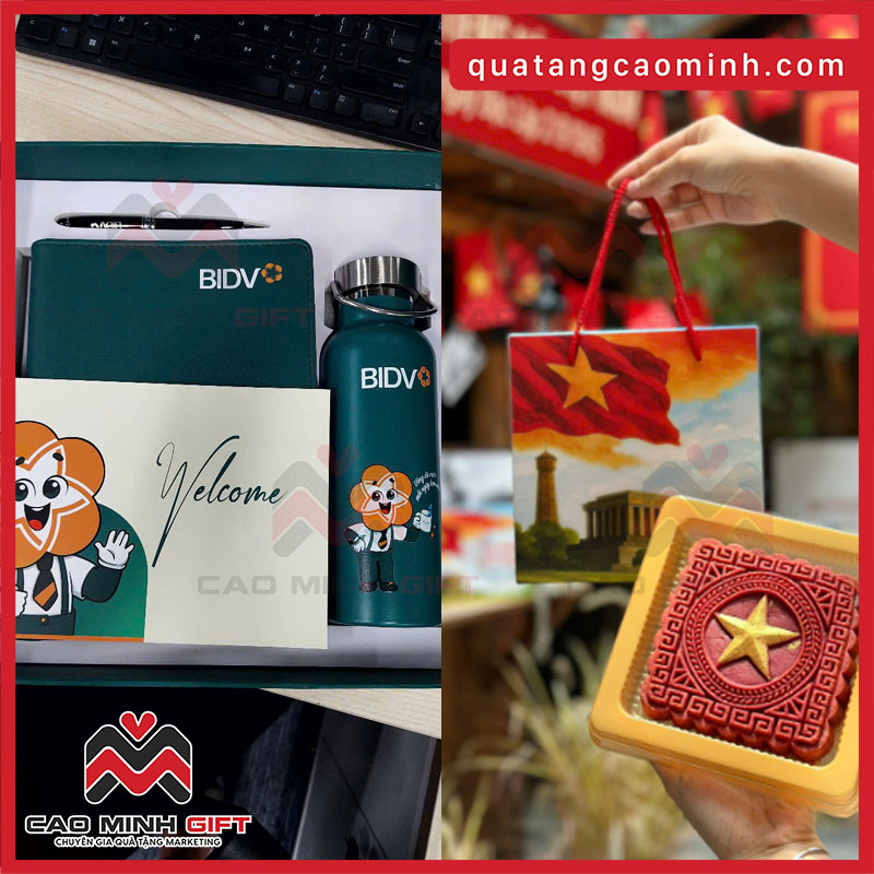 Quà trung thu cho thầy cô giáo - Bánh trung thu kết hợp set sổ bút