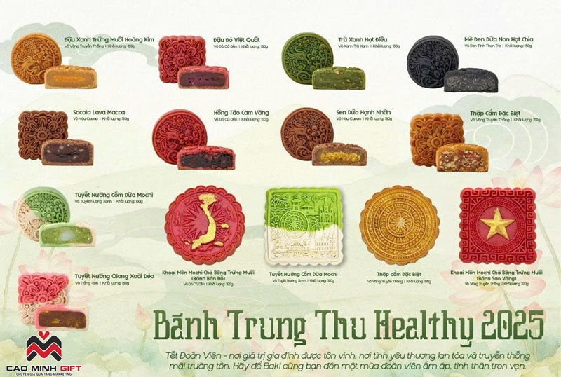 Menu bánh trung thu Healthy Cao Minh 2025 - Mời quý khách chọn vị, chốt số lượng, đặt hàng!