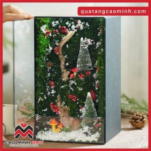 Bể rêu Giáng sinh chữ nhật size lớn 15x15x25 cm - Đặt bể rêu hoa khô custom theo yêu cầu khách hàng sll giá tốt tại Cao Minh gift ngay!