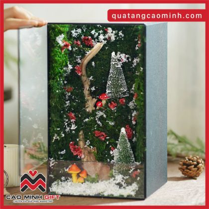 Bể rêu Giáng sinh chữ nhật size lớn 15x15x25 cm - Đặt bể rêu hoa khô custom theo yêu cầu khách hàng sll giá tốt tại Cao Minh gift ngay!