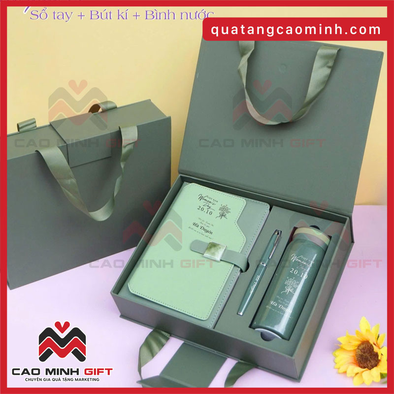 Gợi ý quà tặng 20-10: Gift set sổ tay, bút ký, bình nước sang trọng cho phái đẹp