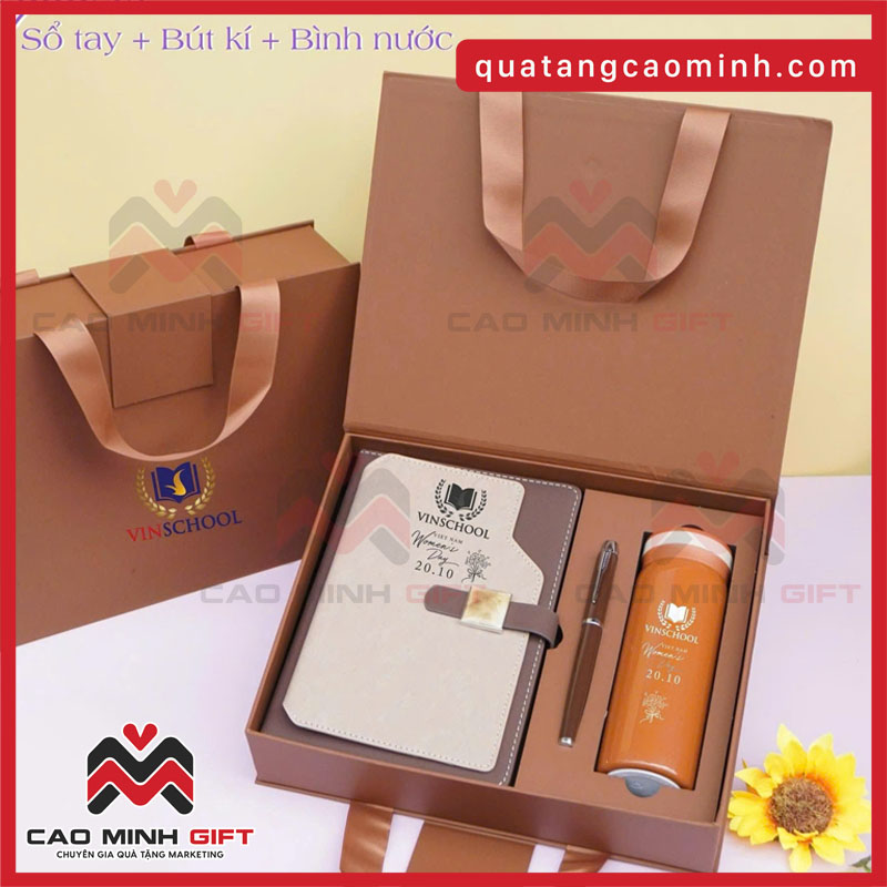 Cao Minh gift - Chuyên cung cấp sll Gift set sổ tay, bút kí, bình nước 20/10 giá tốt cho doanh nghiệp làm quà tặng khách hàng, nhân viên, đối tác