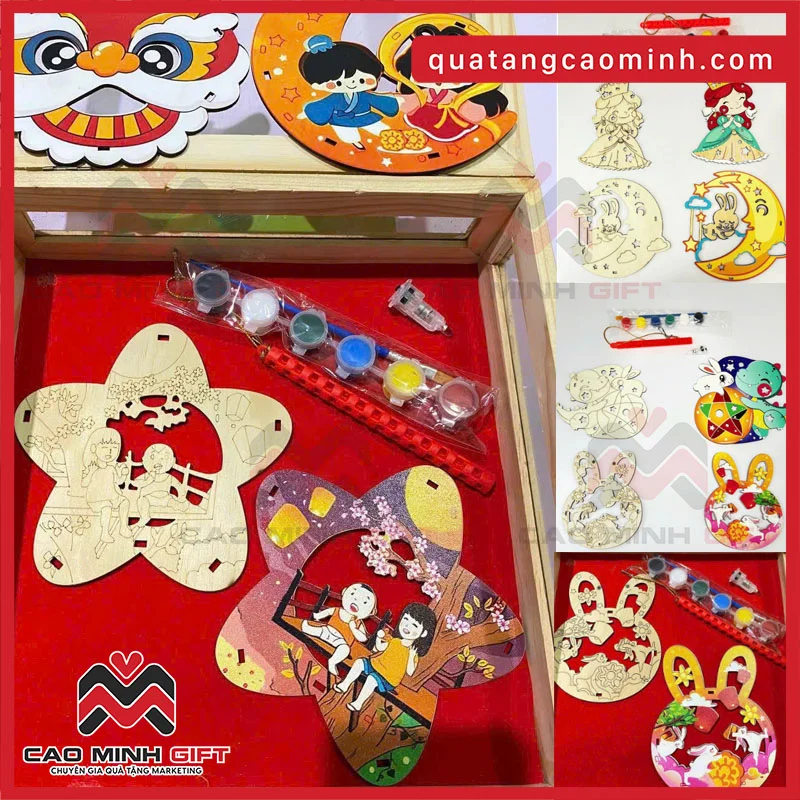 Bộ đèn lồng trung thu bằng gỗ DIY cho bé