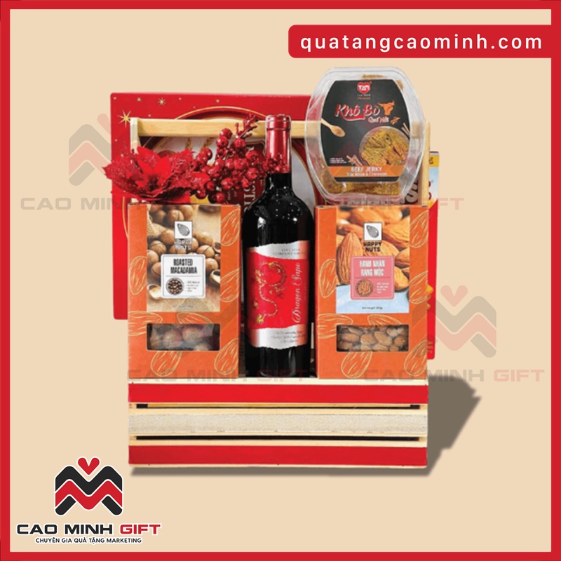 Giỏ quà rượu Dragon Sapo đỏ