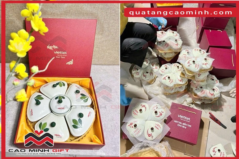 Cao Minh Gift nhận đặt hũ đựng mứt gốm sứ in logo theo yêu cầu