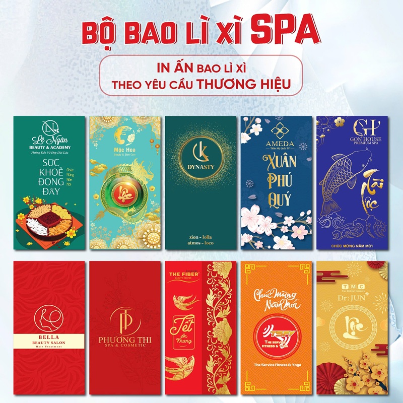 Sẵn mẫu bao lì xì cho các spa - In logo theo yêu cầu