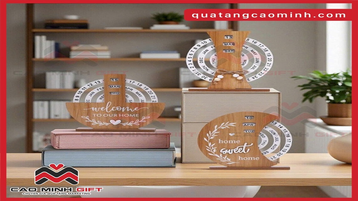 Hé lộ lịch gỗ để bàn mẫu mới – Quà tặng cuối năm khắc logo theo yêu cầu