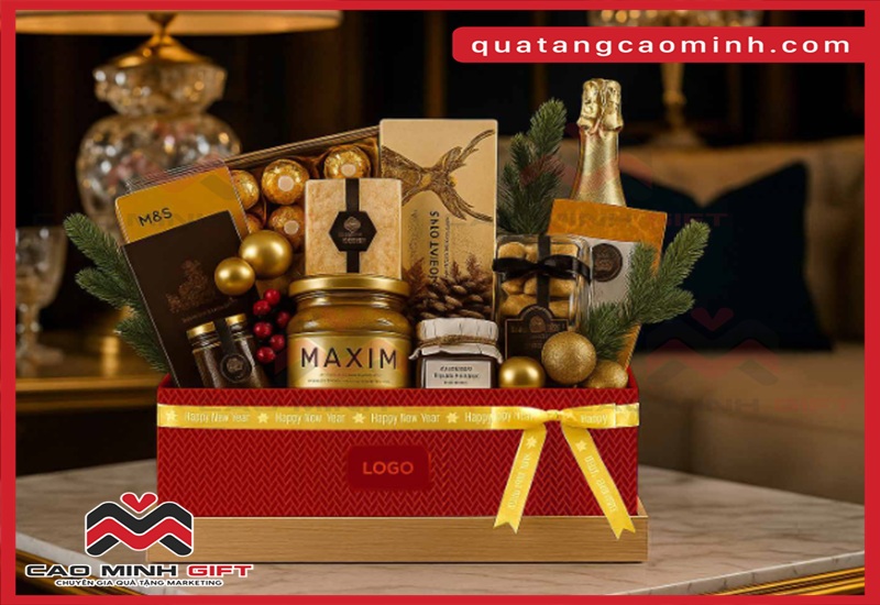 Bộ sưu tập quà Tết cao cấp Nuts & giỏ quà rượu sang trọng
