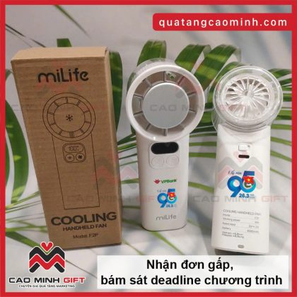 quạt cầm tay tích điện in logo